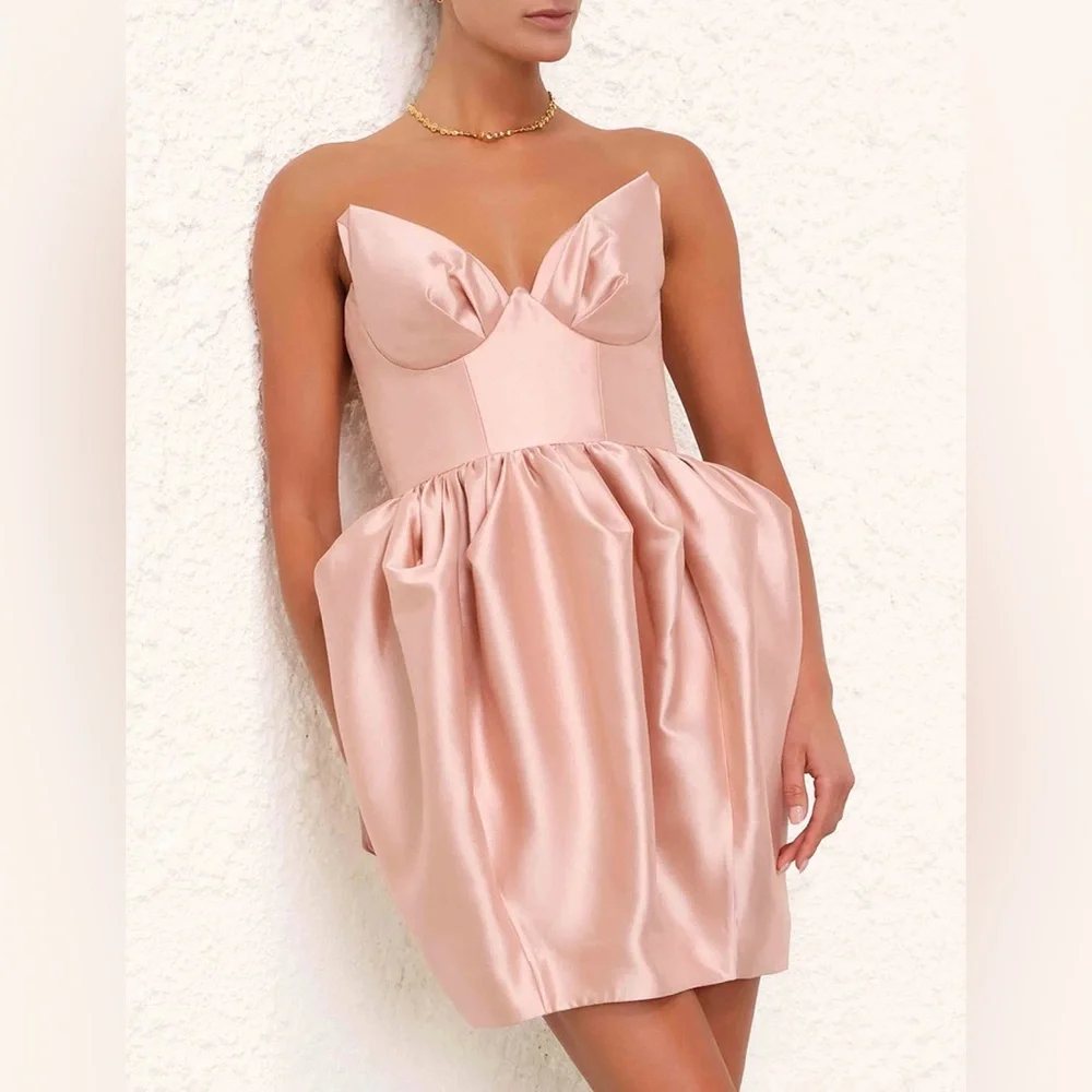 zimmermann blush pink dress Zimmermann Matchmaker Silk-Blend Bustier Minidress